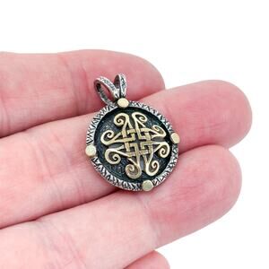 Vintage Helen Chantler Celtic Shona 14K Gold Sterling Silver Medallion Pendant